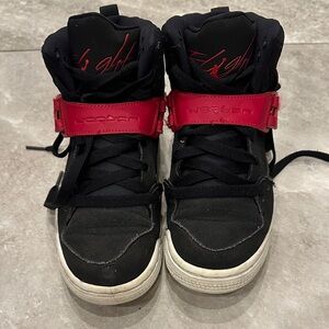 Jordan Flight 45 Black High-Top Sneakers with Red Strap boys